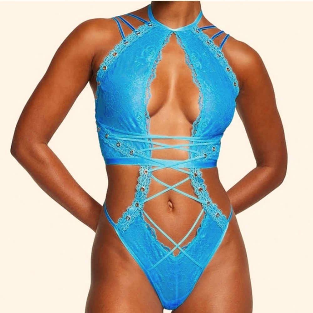 Victoria Secret blue teddy bodysuit size xl nwt